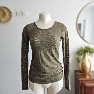 Mudd Camo Burnout Long Sleeve Top Semi-Sheer Lightweight Medium